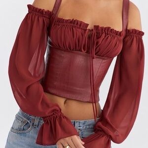 House of CB Mahogany Puff Sleeve Corset